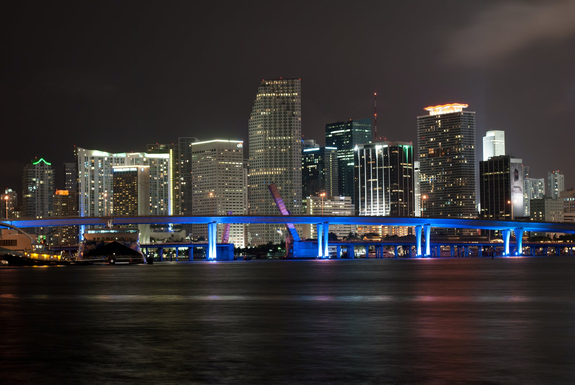 high rise buildings during nighttime